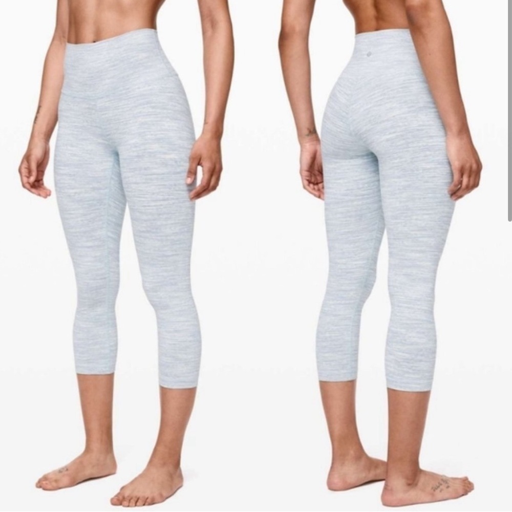 Lululemon Wunder Under Crop High Rise 21" Wee Are From Space Sheer Blue Chambray